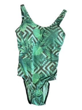 Green Tropical Leaf One-Piece Swimsuit - Classic Scoop